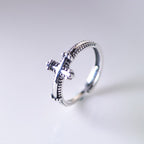 Minimalist 925 Silver Cross Ring with Ornate Rope Patterns
