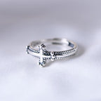 Minimalist 925 Silver Cross Ring with Ornate Rope Patterns