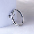 Minimalist 925 Silver Cross Ring with Ornate Rope Patterns