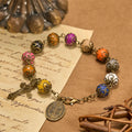 Vintage Style Patterned Colorful Bead Bracelet with Bronze