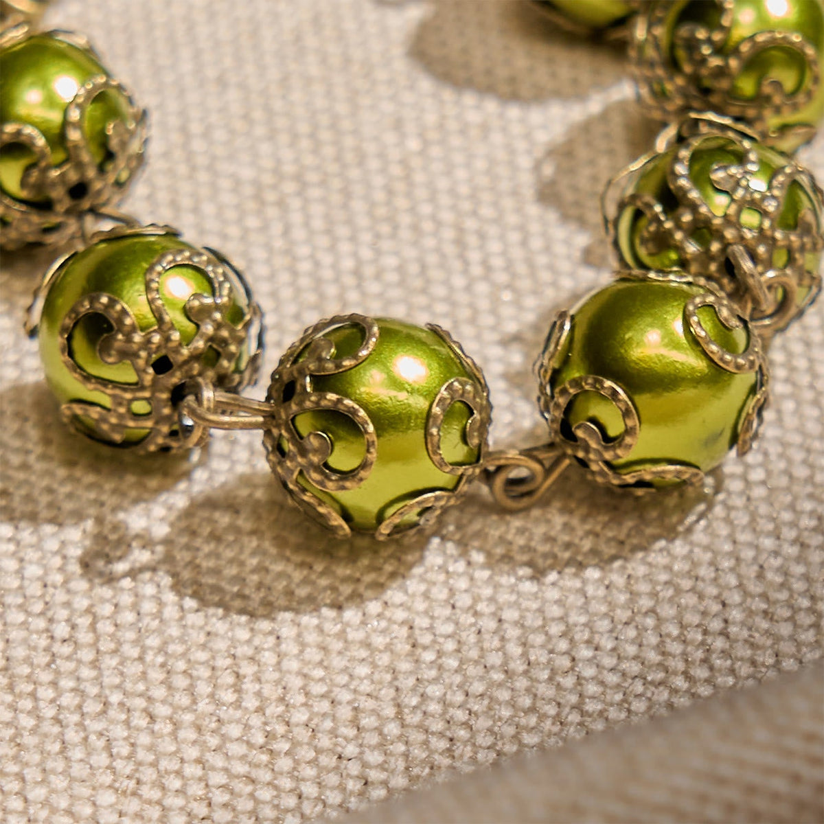 Matte Verdigris Beads with Bronze St. Benedict Medal & Crucifix