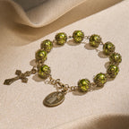 Matte Verdigris Beads with Bronze St. Benedict Medal & Crucifix