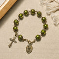 Matte Verdigris Beads with Bronze St. Benedict Medal & Crucifix