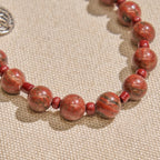 8mm Red Sesame Stone One Decade Rosary Bracelet with Miraculous Medal