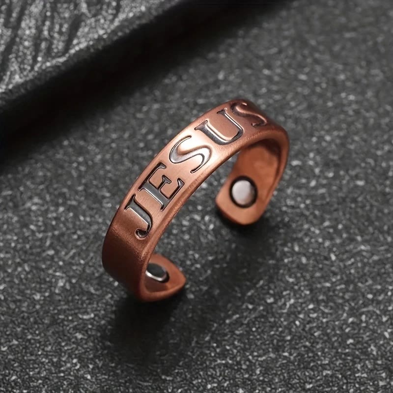 Minimalist Jesus Symbol Adjustable Copper Ring