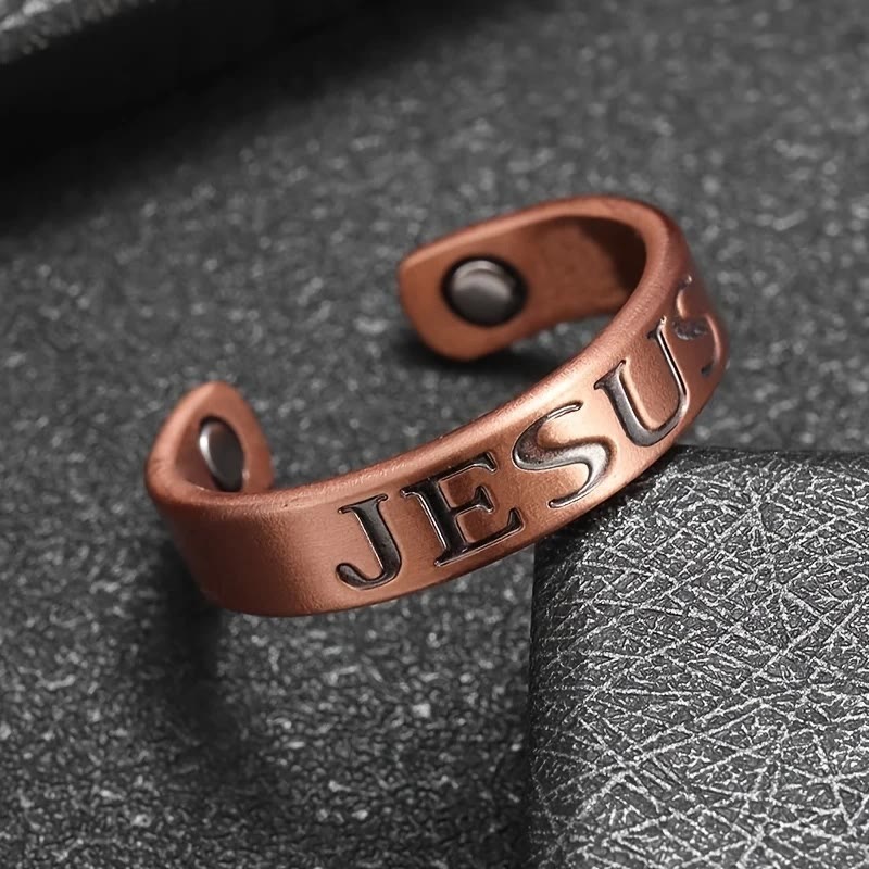Minimalist Jesus Symbol Adjustable Copper Ring