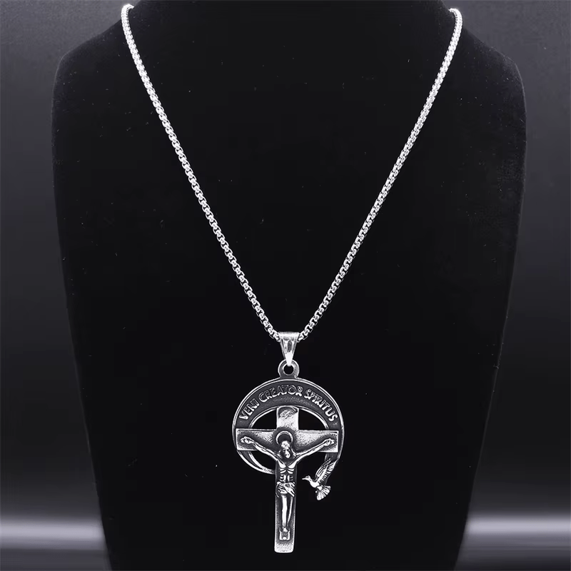 Retro Style Antique Sacred Crucifix with Dove of the Holy Spirit