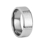 Minimalist 8mm Holy Verse Tri-Color Ring with Cross Motif