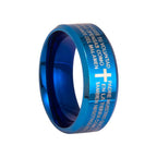 Minimalist 8mm Holy Verse Tri-Color Ring with Cross Motif