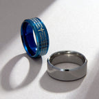 Minimalist 8mm Holy Verse Tri-Color Ring with Cross Motif