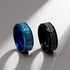 Minimalist 8mm Holy Verse Tri-Color Ring with Cross Motif