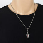 Red Cross Spearhead Necklace with Baroque Elements with Vintage Scroll