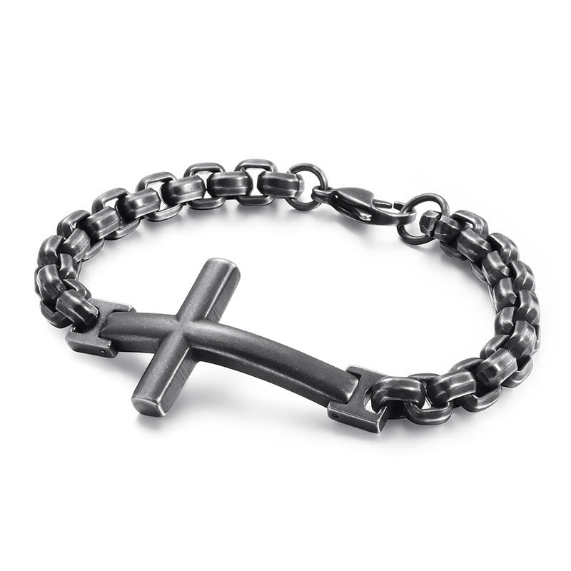 Multicolor Minimalist Cross Bracelet with Sleek Lines and Faithful