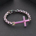 Multicolor Minimalist Cross Bracelet with Sleek Lines and Faithful