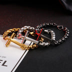 Multicolor Minimalist Cross Bracelet with Sleek Lines and Faithful
