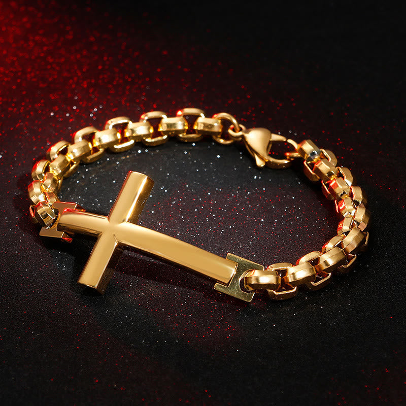 Multicolor Minimalist Cross Bracelet with Sleek Lines and Faithful