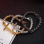 Multicolor Minimalist Cross Bracelet with Sleek Lines and Faithful