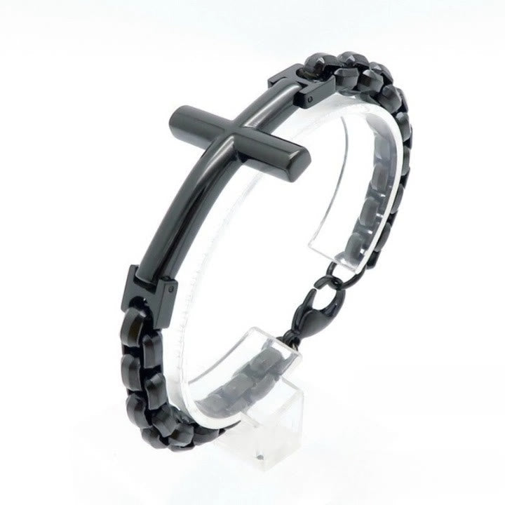 Multicolor Minimalist Cross Bracelet with Sleek Lines and Faithful