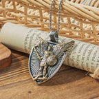 Vintage Shield St. Michael the Archangel Stainless Steel Pendant