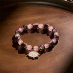Handmade Rose Quartz Faith Crystal Bracelet with Narce Cameo of Virgin