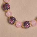 Handmade Rose Quartz Faith Crystal Bracelet with Narce Cameo of Virgin