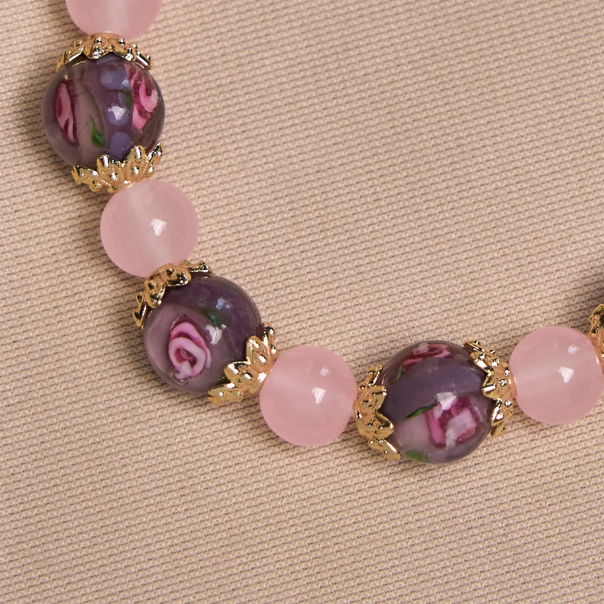 Handmade Rose Quartz Faith Crystal Bracelet with Narce Cameo of Virgin