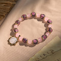 Handmade Rose Quartz Faith Crystal Bracelet with Narce Cameo of Virgin