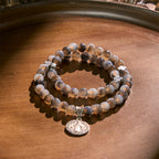 Gray Black Gradient Beads Bracelet Rosary with St. Benedict