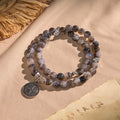 Gray Black Gradient Beads Bracelet Rosary with St. Benedict
