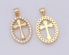 Elegant Oval Cross Necklace with Crystal Halo