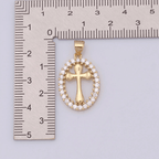 Elegant Oval Cross Necklace with Crystal Halo