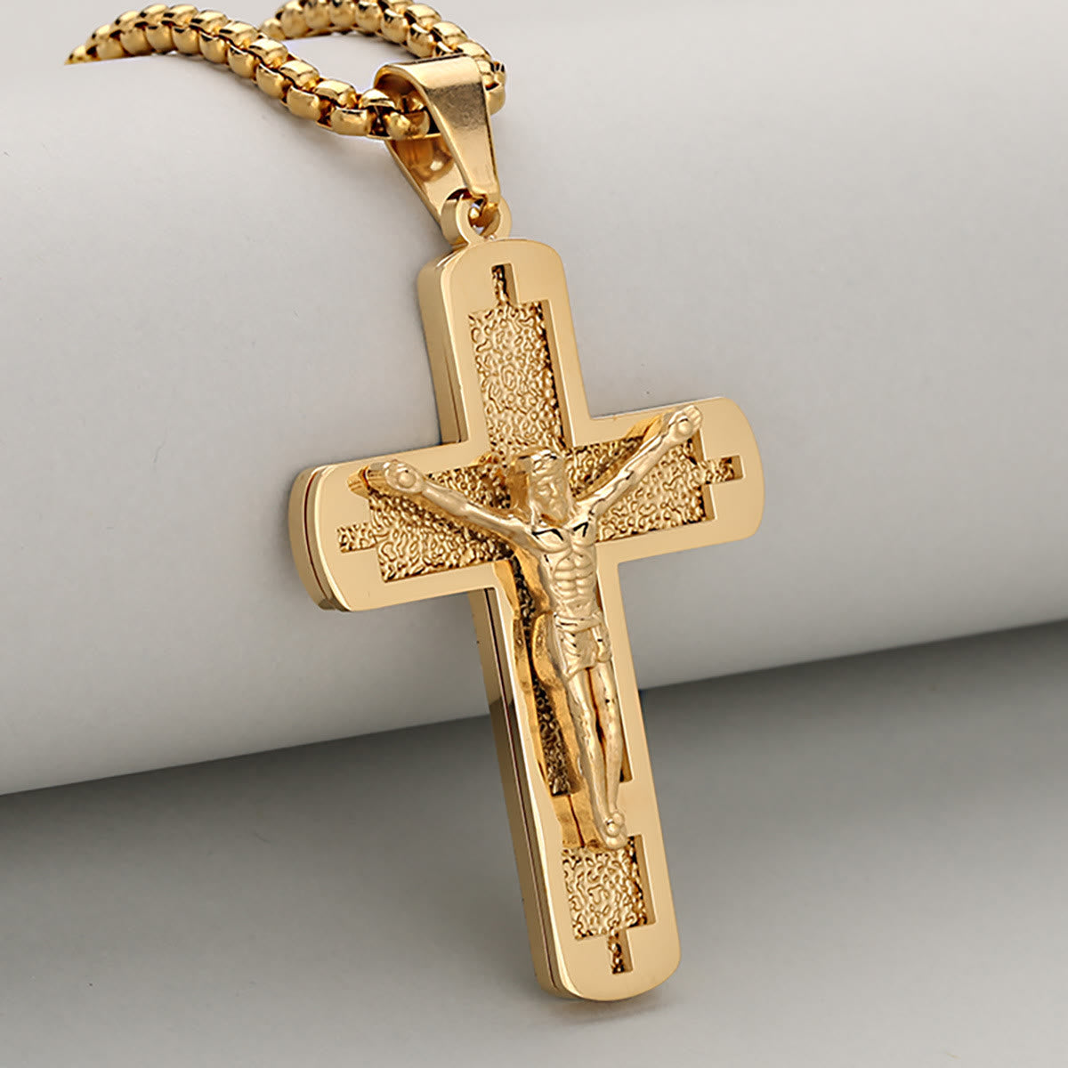 Polished Crucifix Pendant Necklace Available in Four Timeless Color