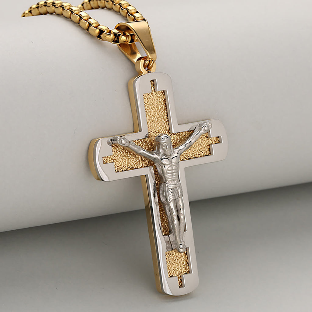 Polished Crucifix Pendant Necklace Available in Four Timeless Color