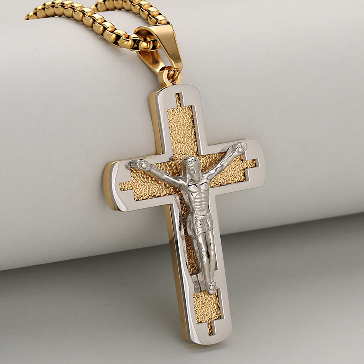 Polished Crucifix Pendant Necklace Available in Four Timeless Color