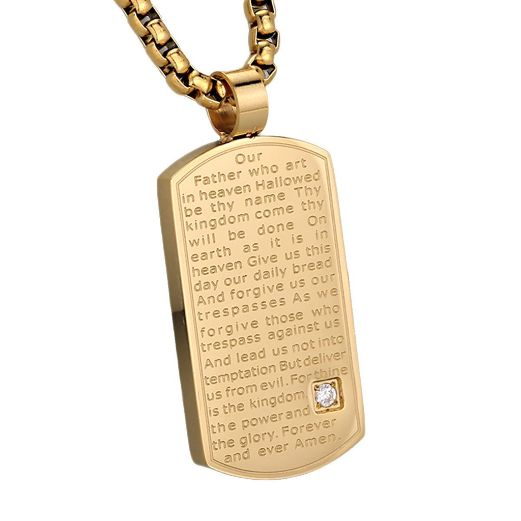 Three Color Lord's Prayer Rectangular Necklace Expressing Faith