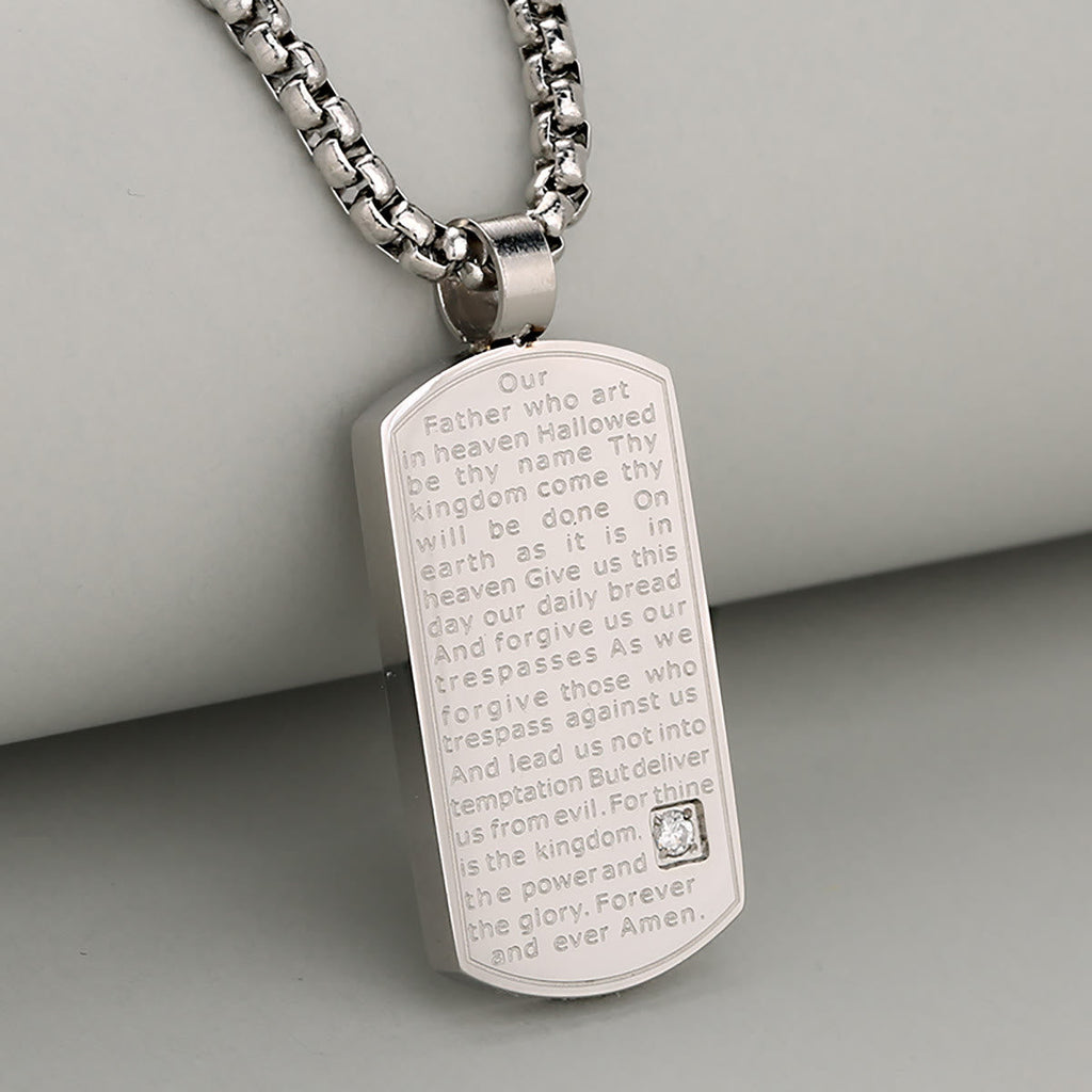 Three Color Lord's Prayer Rectangular Necklace Expressing Faith