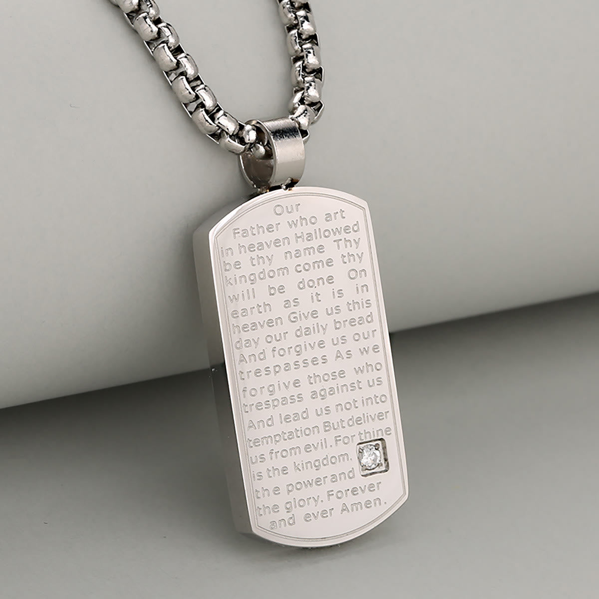 Three Color Lord's Prayer Rectangular Necklace Expressing Faith
