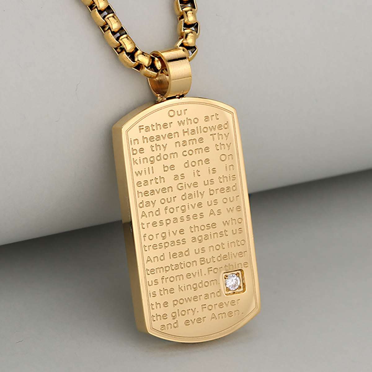 Three Color Lord's Prayer Rectangular Necklace Expressing Faith