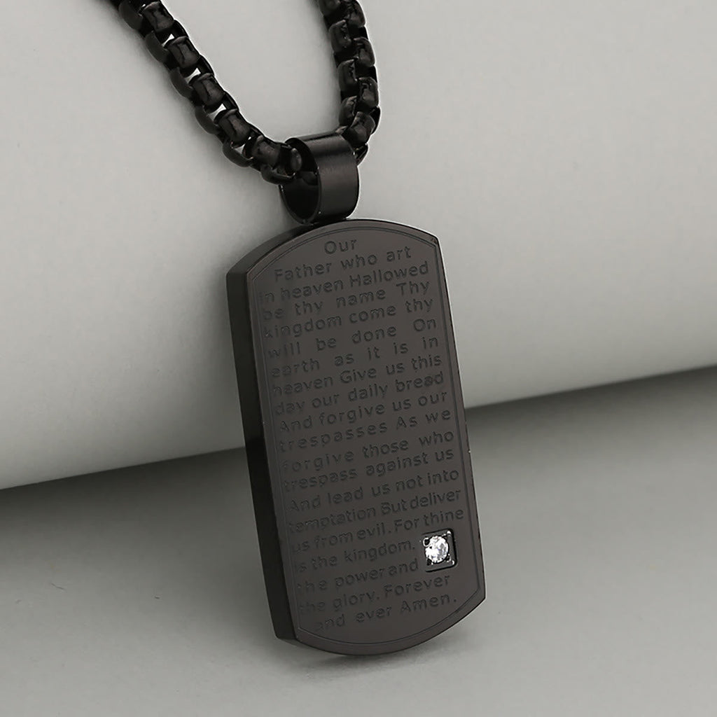 Three Color Lord's Prayer Rectangular Necklace Expressing Faith