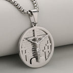 Round Crucifix Pendant Necklace in Four Colors Perfect for Religious