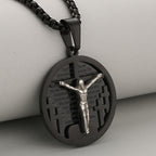 Round Crucifix Pendant Necklace in Four Colors Perfect for Religious