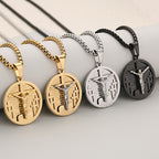 Round Crucifix Pendant Necklace in Four Colors Perfect for Religious