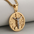 Round Crucifix Pendant Necklace in Four Colors Perfect for Religious