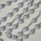 Delicate White Rose Devotional Beads Rosary and Bracelets with Virgin