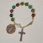 10mm Natural Tourmaline Agate Bracelets with Miraculous Medal