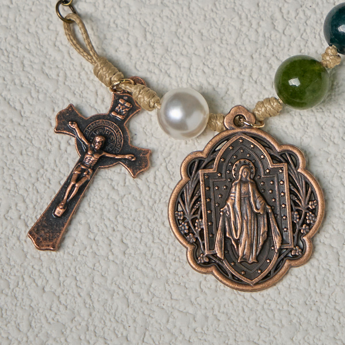 10mm Natural Tourmaline Agate Bracelets with Miraculous Medal