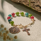 10mm Natural Tourmaline Agate Bracelets with Miraculous Medal