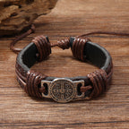 Classic 2 Color St. Benedict Leather Bracelet