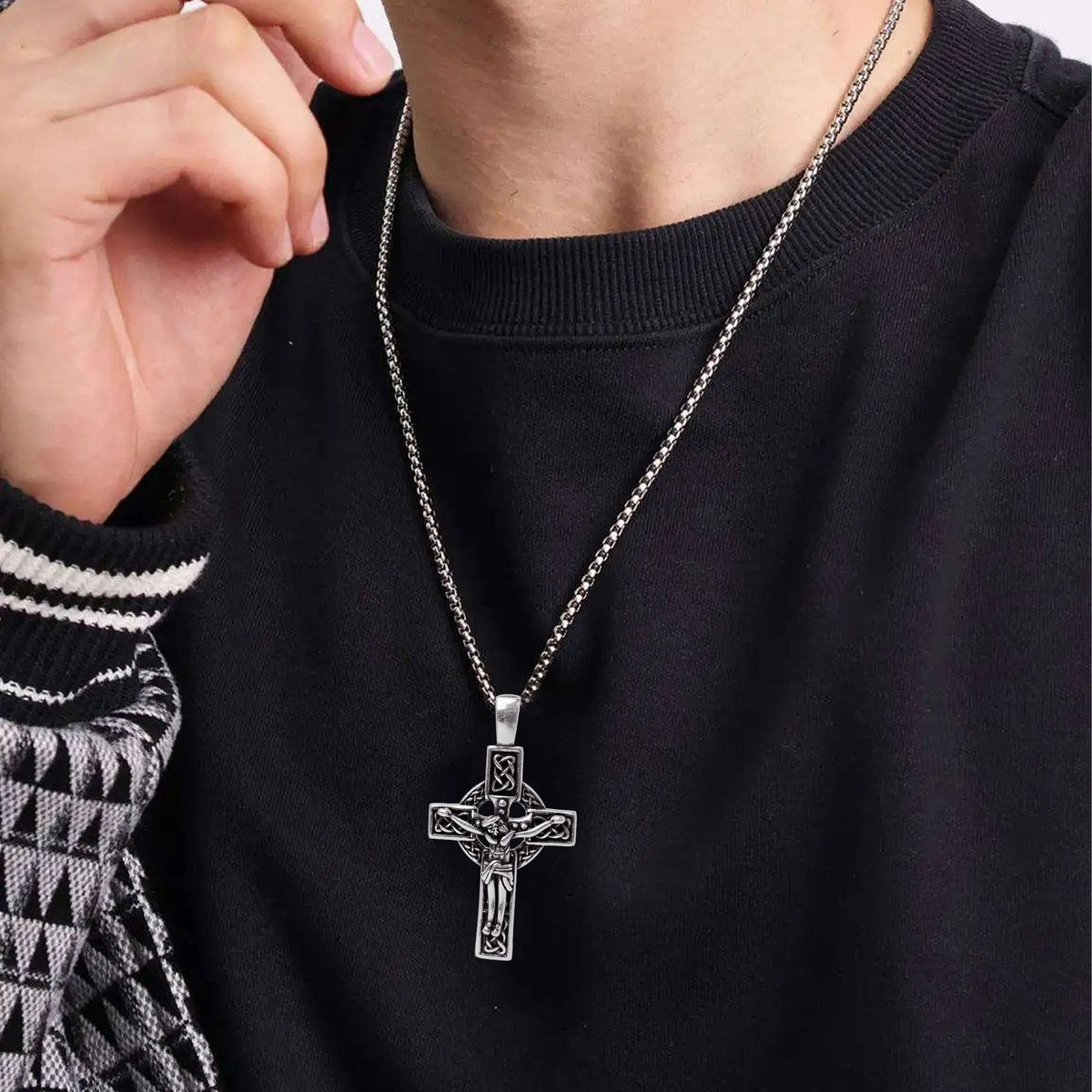 Eternal Faith Celtic Knot Crucifix Pendant Necklace