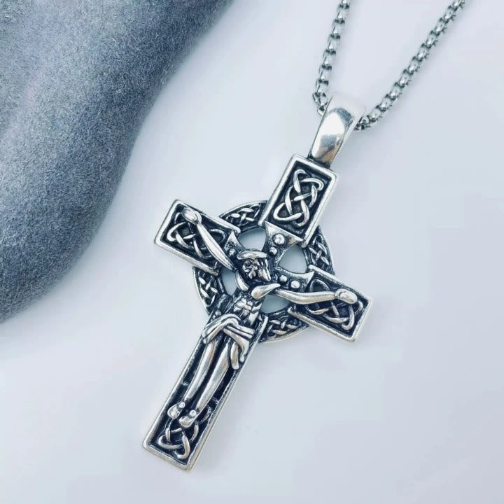 Eternal Faith Celtic Knot Crucifix Pendant Necklace